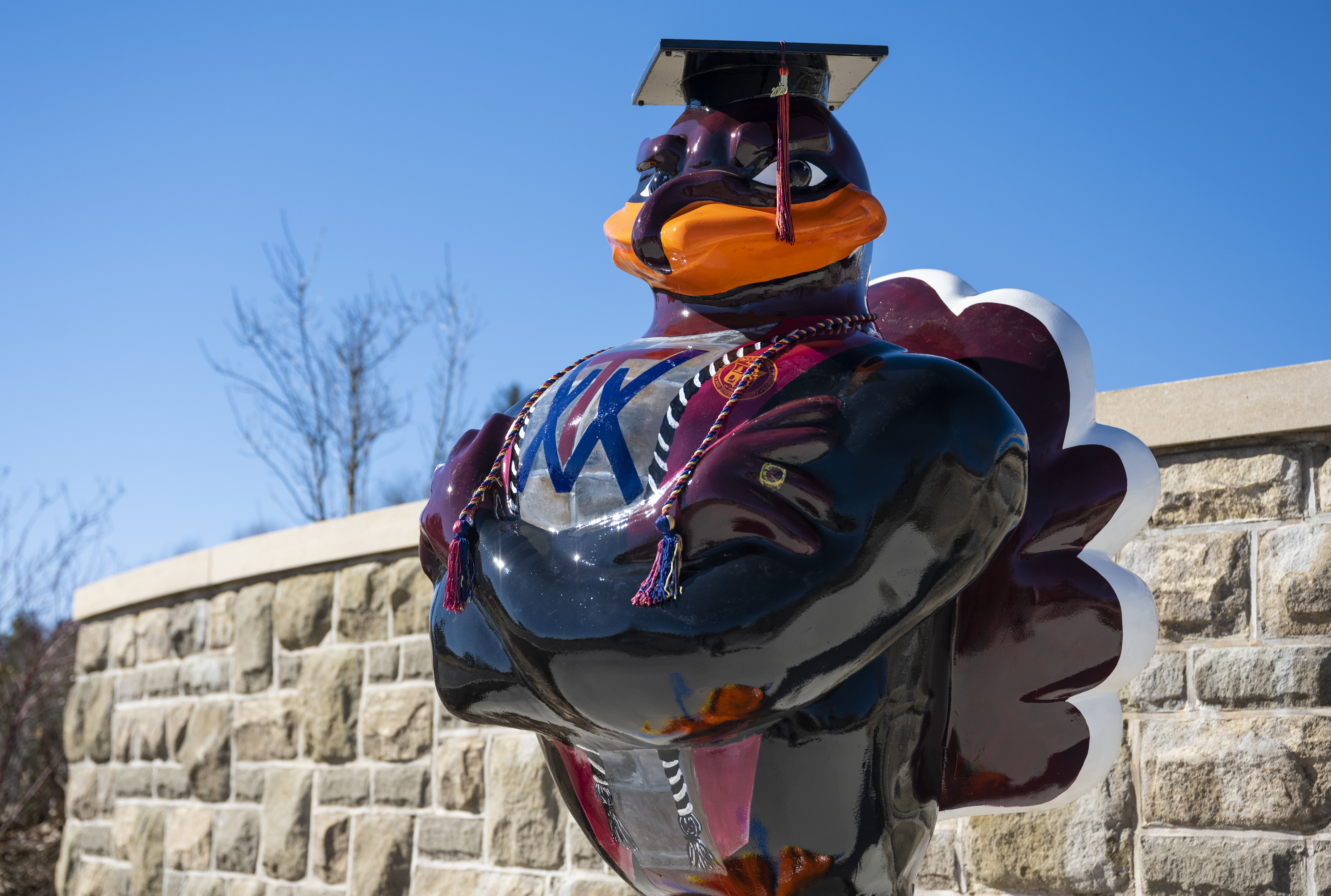 HokieBird statue A new Hokie Bird statue commemorating the Class of 2020 is installed near The Visitors and Undergraduate Admissions Center. (Ryan Young/Virginia Tech)