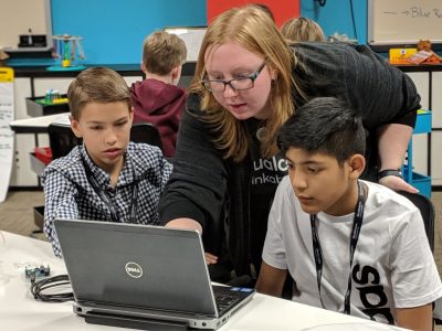 Students from Franklin County Public Schools came out for the inaugural days of the Qualcomm Thinkabit Lab on the Virginia Tech Roanoke campus