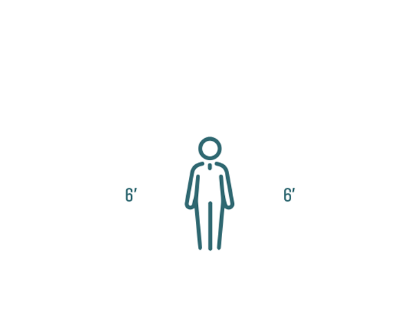 icon showing a person with 6 feet of space around them